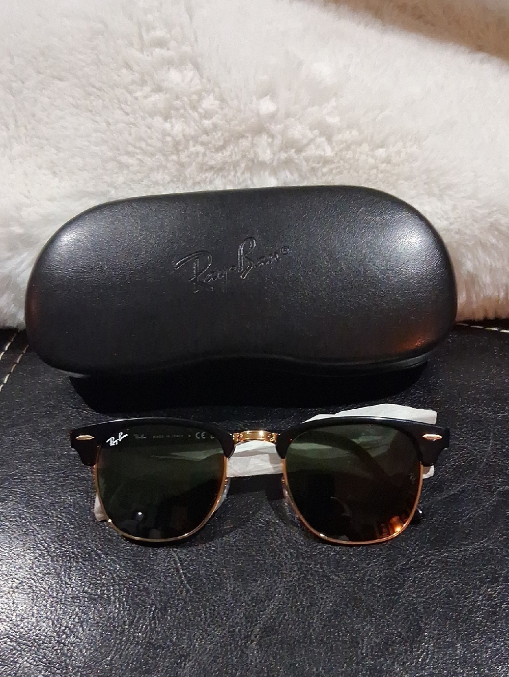 NWT Ray-Ban Clubmaster RB 3016 Black/Gold Unisex